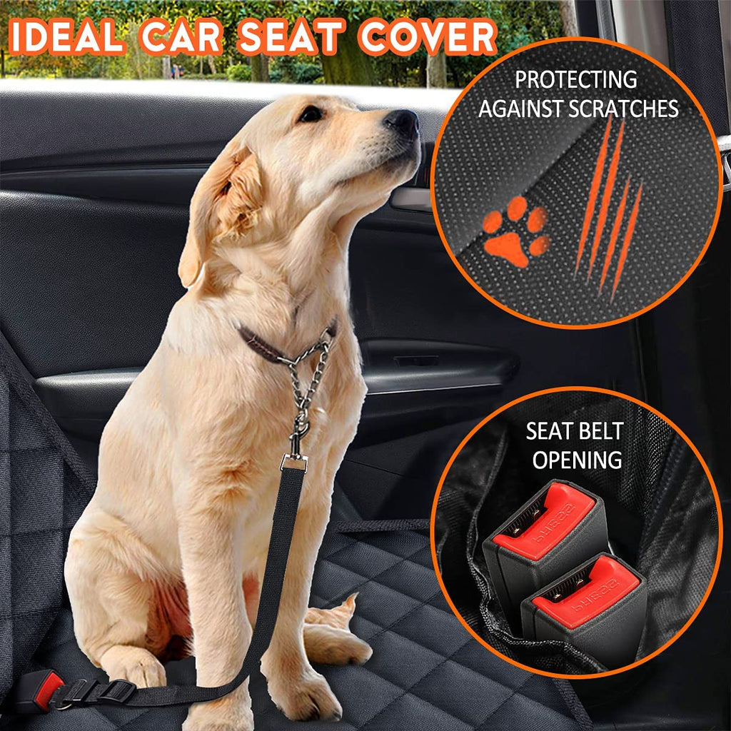 Premium Waterproof Dog Car Seat Cover - Non-Slip Back Seat Protector for Most Cars, Trucks, and SUVs - Black